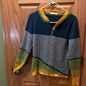 MISSLOOK Men's Striped Sweater in Blue, Green, and Yellow